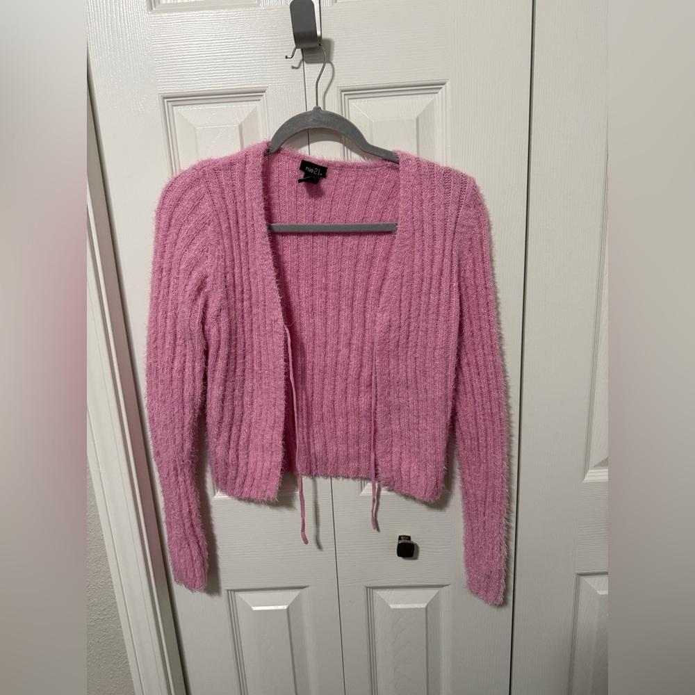 Rue21 Fuzzy Pink Cardigan Sweater